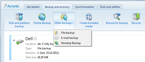 acronis true image 2013 backup options