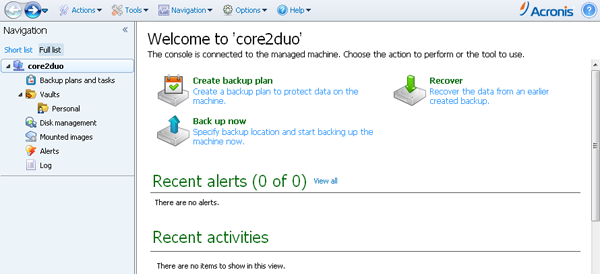 backup and recovery 11 interface