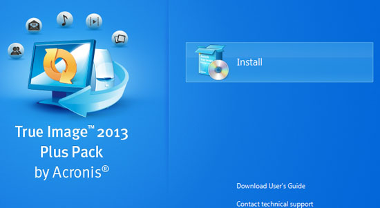 Acronis True Image 2013 Plus Pack installation