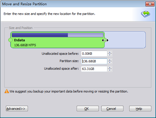 Resize and Move Partitions