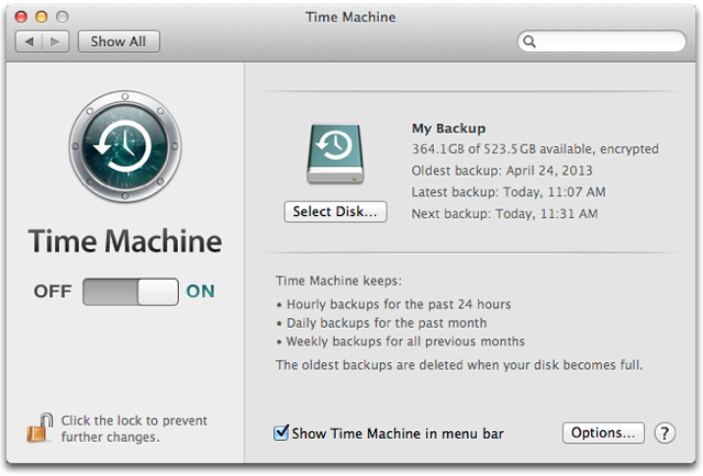 Apple Time Machine Interface