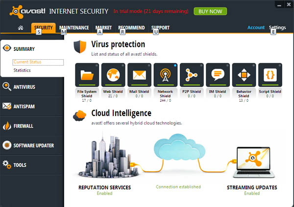 Avast Internet Security 8 interface