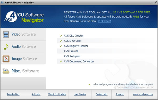 AVS4YOU unlimited edition software navigator