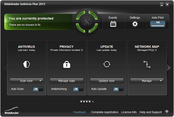 Bitdefender Antivirus Plus 2012 interface