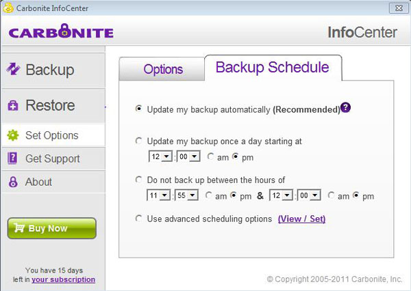 Carbonite Online Backup screenshot