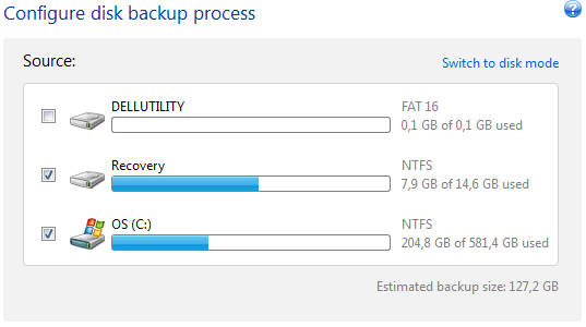 select source to backup