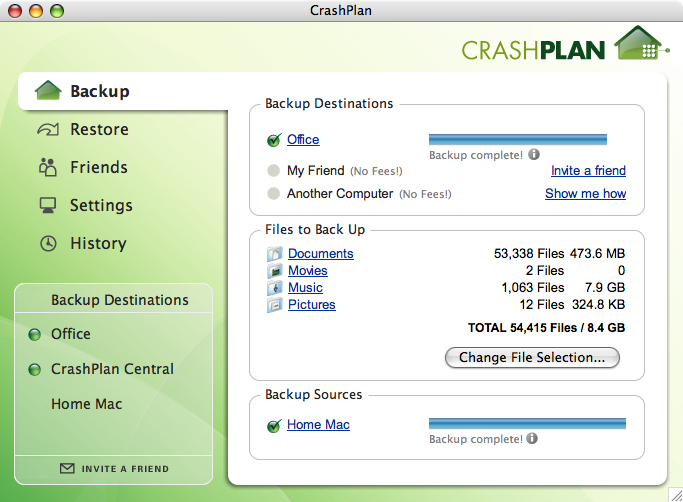 crashplan interface