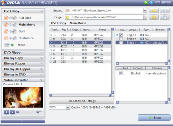 DVDFab DVD Copy interface