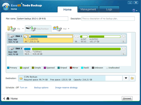 EaseUs Todo Backup Home 6 system backup