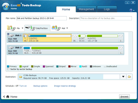 EaseUs Todo Backup Home 6 disk/partition backup