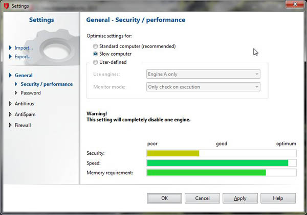 G-Data Internet Security 2013 general settings