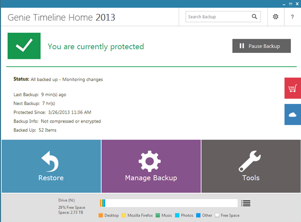 Genie TimeLine 2013 interface