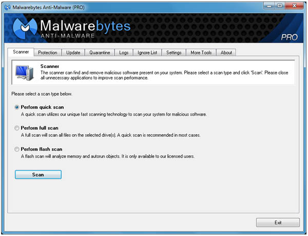 Malwarebytes Antimalware Pro screenshot