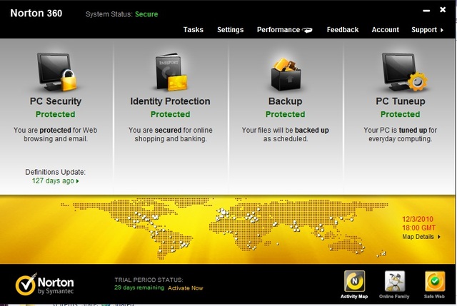 norton 360 interface