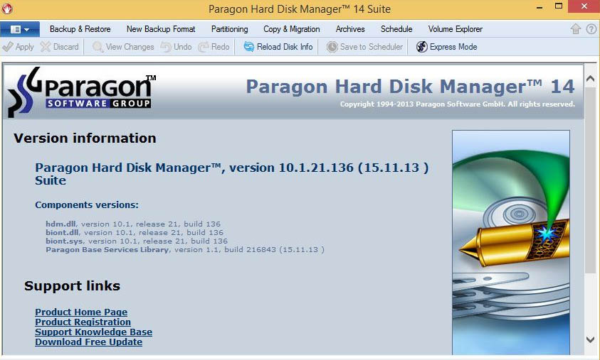 Paragon Hard Disk Manager 14 Interface
