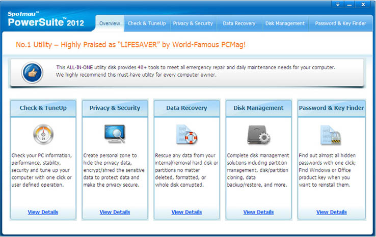 Spotmau PowerSuite 2012 interface