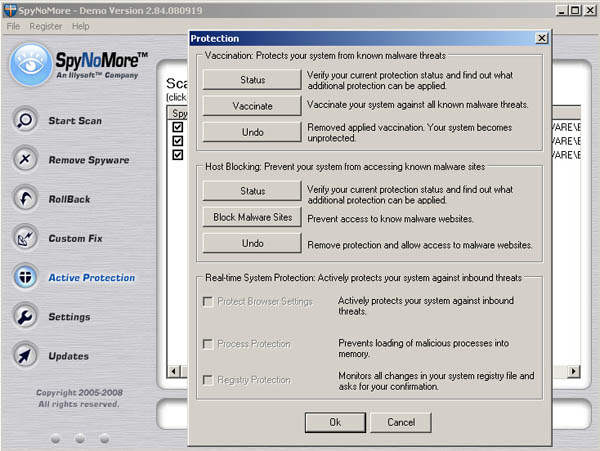 SpyNoMore interface