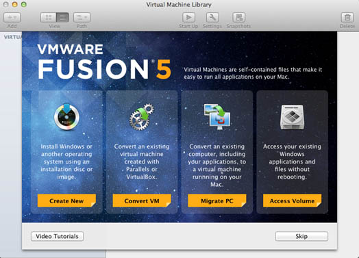 VMware Fusion 5 wizard