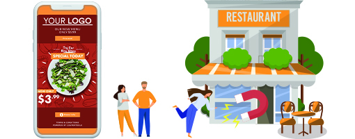 Digital Slot Machine Coupon attracts visitors to your restaurant.