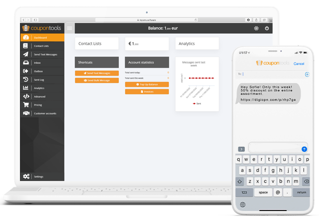 Digital coupon campaigns distributed with SMS / text messaging marketing