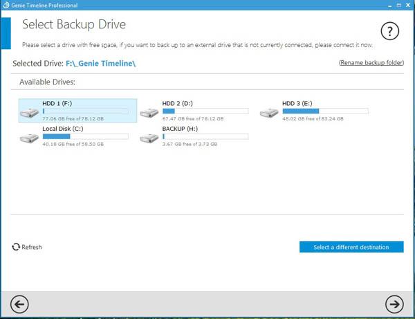 Select backup drive